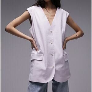 New ~ TOPSHOP ~ NORDSTROM ~  Linen Blend Oversized Suit Vest Size 8